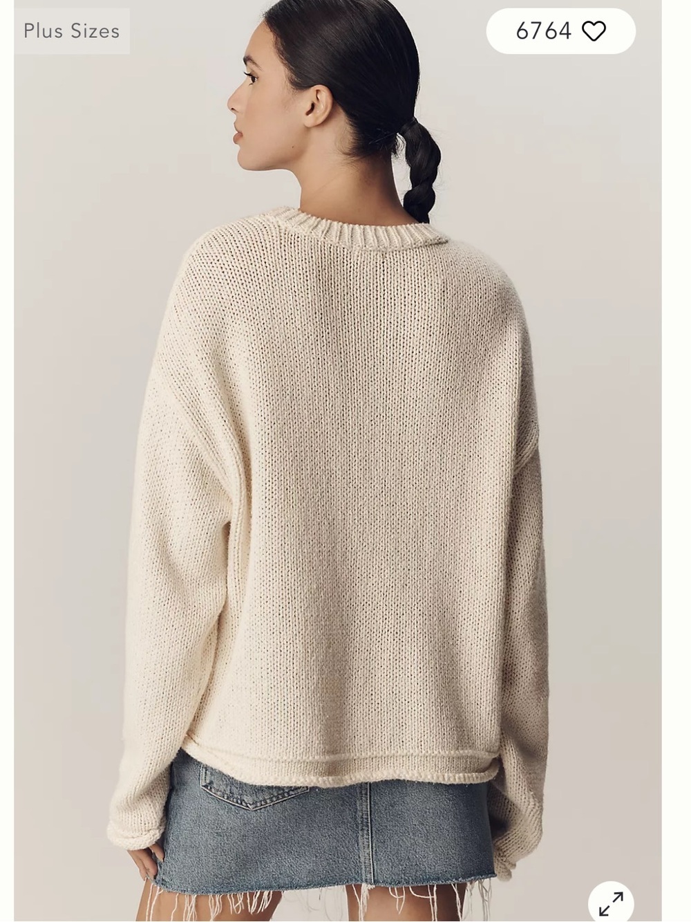 Anthropologie Pilcro Harlow Oversized Roll-Hem Sweater In Ivory Size XL NWT - Picture 3 of 11